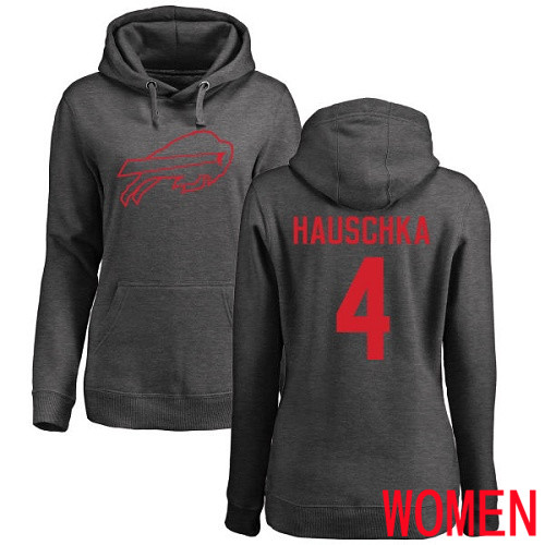 NFL Women Buffalo Bills #4 Stephen Hauschka Ash One Color Pullover Hoodie Sweatshirt->nfl t-shirts->Sports Accessory